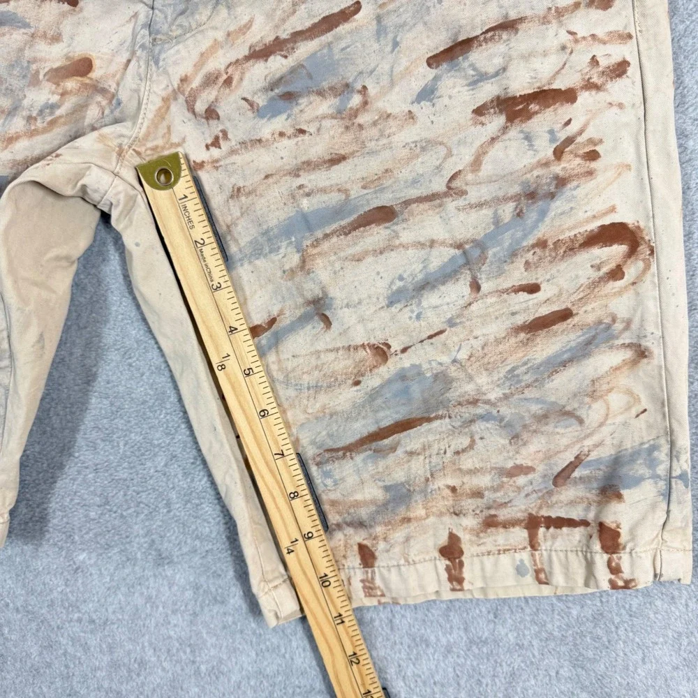 Carhartt WIP Johnson Short Mens 31 Tan Painted Camo Distressed Chino Shorts